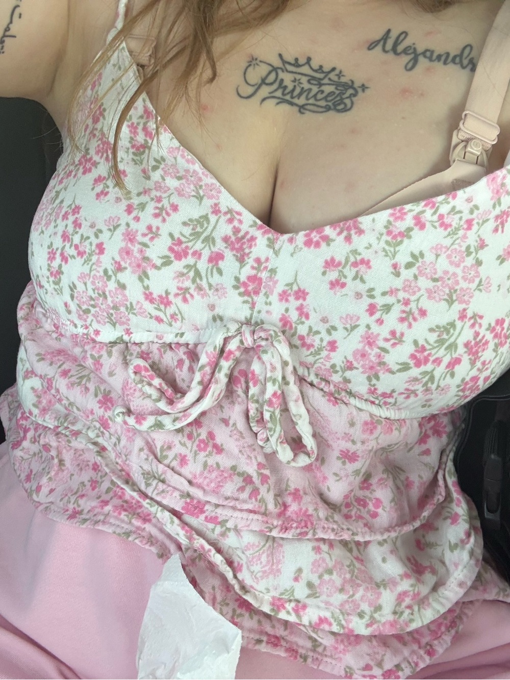 Pink Floral Tie-Front Cami Top